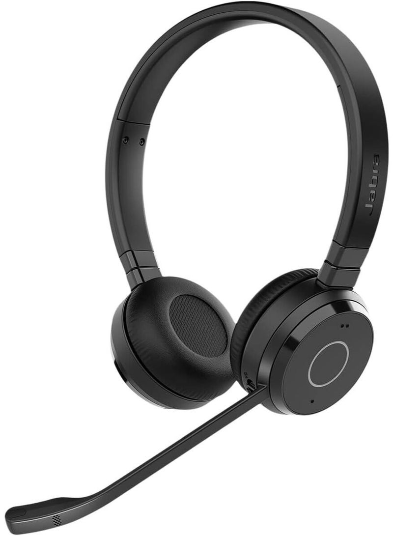 Jabra 300 mAh Evolve 65 TE Bluetooth Headset with USB Adapter, Dual Device Connectivity, Noise Cancelling Mic, 16 Hour Battery, UC/Teams Certified, On-Ear Stereo, Black | 6699-839-409 Black - Image 1