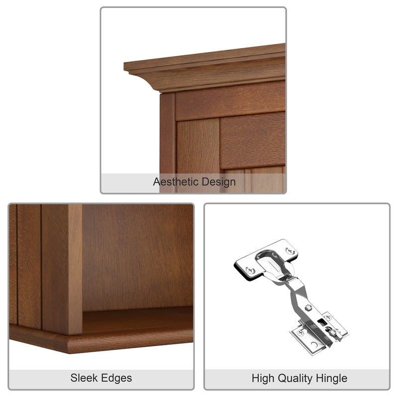 Treocho Wood Wall Cabinet, Bathroom Medicine Cabinet Storage with Doors and Adjustable Shelf, Rustic Cabinet Wall Mounted for Bathroom, Livingroom, Kitchen, Cupboard, Reddish Brown - Image 5