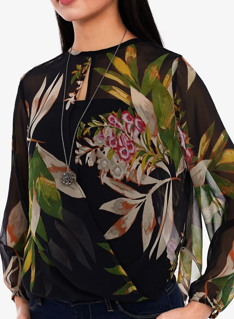 ELLA Floral Draped Blouse