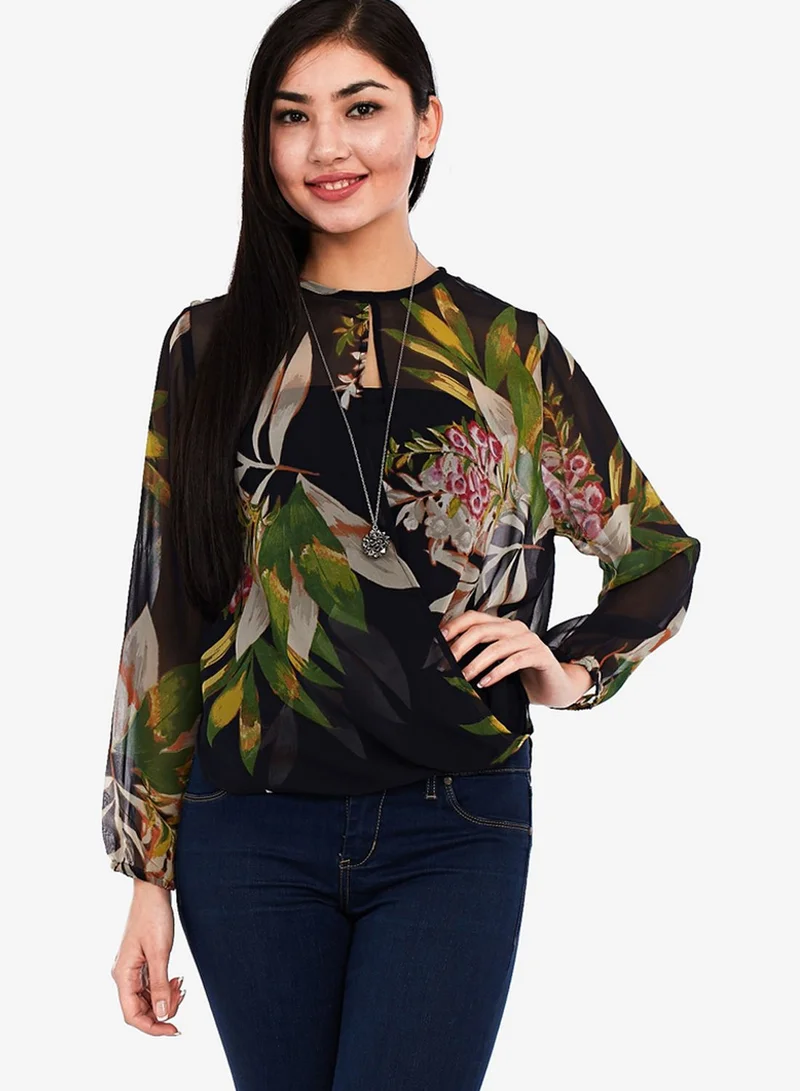 ELLA Floral Draped Blouse