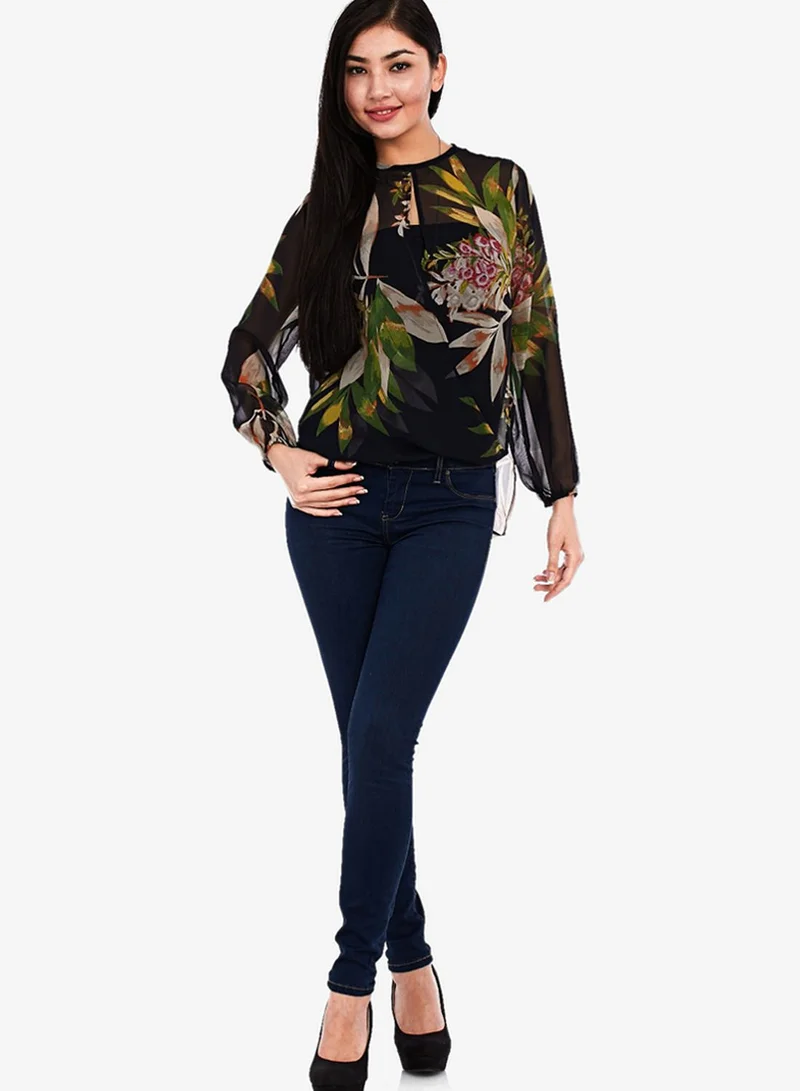 ELLA Floral Draped Blouse