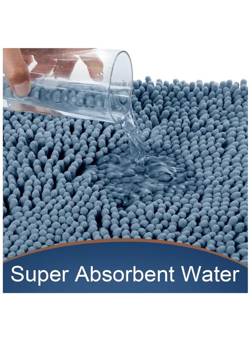 jisimu Chenille Non-Slip Bathroom Mats - Thick High-Density Absorbent Bath Carpet with Anti-Slip Floor Mats  - Image 2