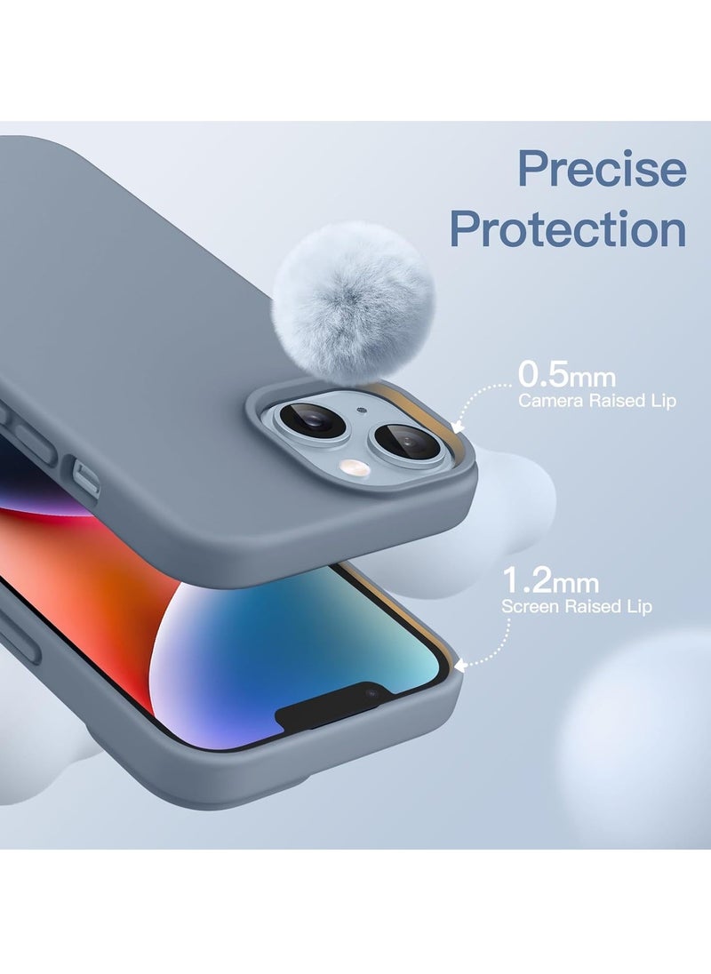 Raxoom 5 in 1 Silicone Case for iPhone 14 6.1-Inch, with 2-Pack Screen Protector and 2-Pack Camera Lens Protector, Full Coverage Tempered Glass Film, Shockproof Phone Cover (Sierra Blue) - Image 5
