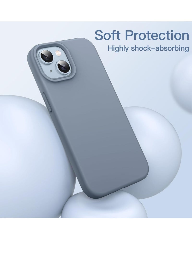 Raxoom 5 in 1 Silicone Case for iPhone 14 6.1-Inch, with 2-Pack Screen Protector and 2-Pack Camera Lens Protector, Full Coverage Tempered Glass Film, Shockproof Phone Cover (Sierra Blue) - Image 4