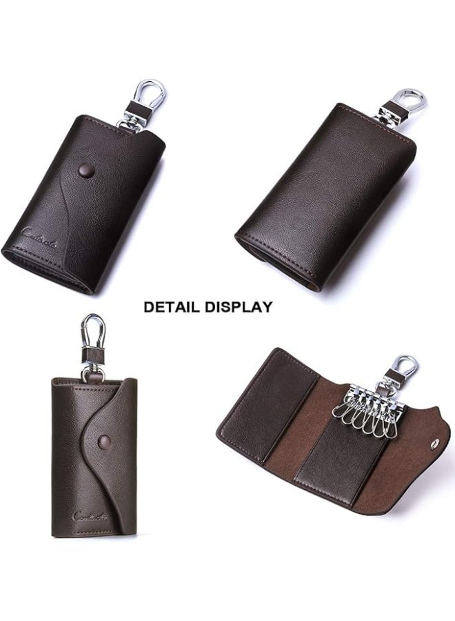 Leather key pouch, men's cowhide key chain pouch, key ring, card holder, wallet - Image 4