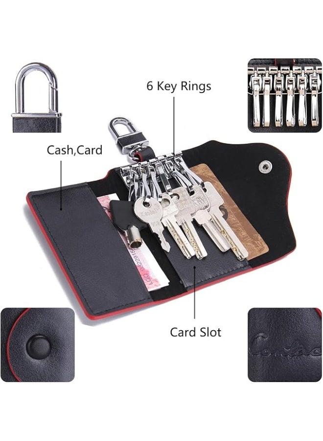 Leather key pouch, men's cowhide key chain pouch, key ring, card holder, wallet - Image 5