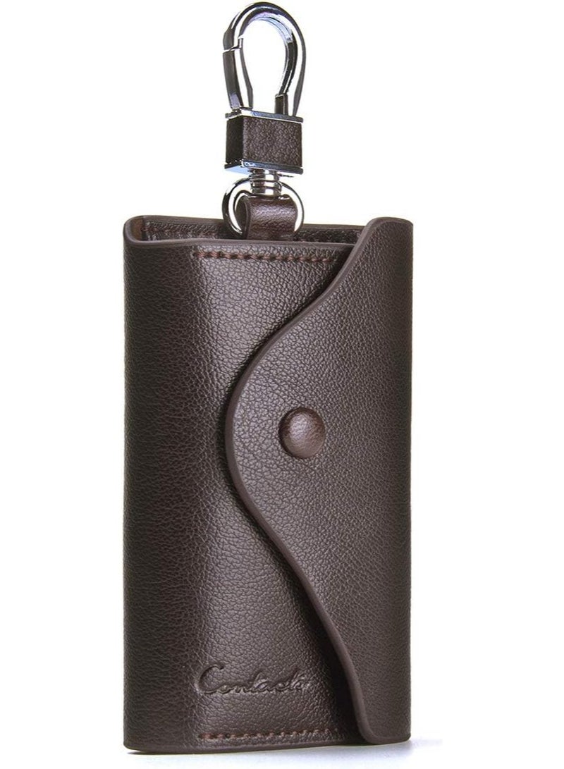 Leather key pouch, men's cowhide key chain pouch, key ring, card holder, wallet - Image 1