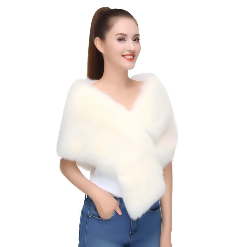 lycss Women's Faux Fur Shawl Wrap Coat - Winter Warm Imitation mink fur Jacket & Elegant Fur Cape for Women, Soft Artificial mink Bridal Wedding Party Outerwear - Image 1