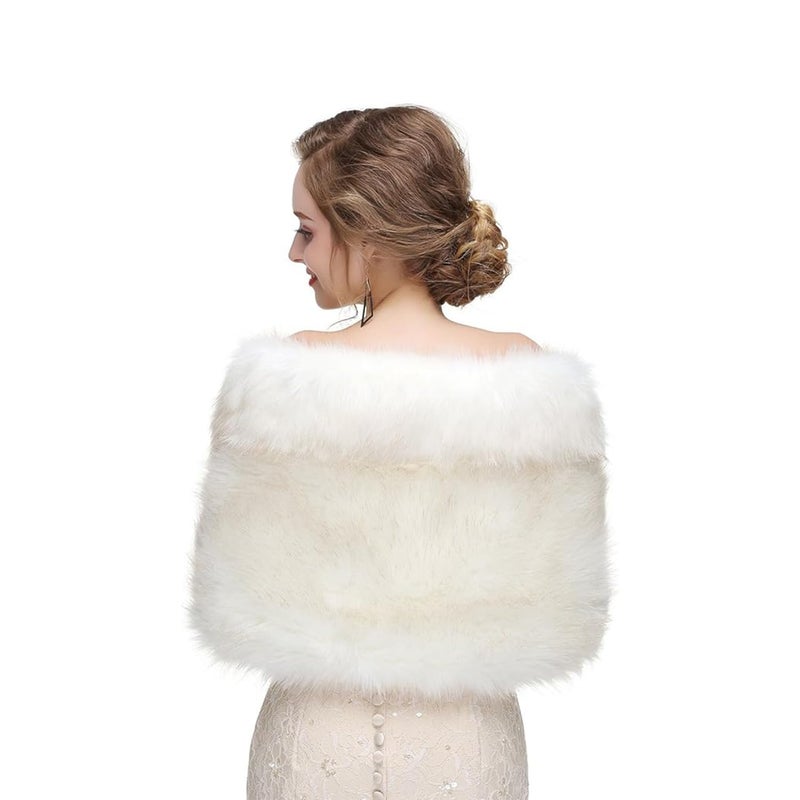 lycss Women's Faux Fur Shawl Wrap Coat - Winter Warm Imitation mink fur Jacket & Elegant Fur Cape for Women, Soft Artificial mink Bridal Wedding Party Outerwear - Image 5