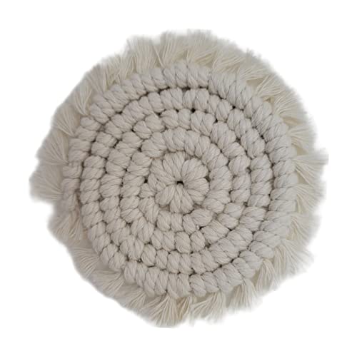 Mokoboho Macrame Car Coasters, Earth Tones Collection, 2pc 3-Inch Boho Cotton Coasters for Cupholders (Sand) - Image 2