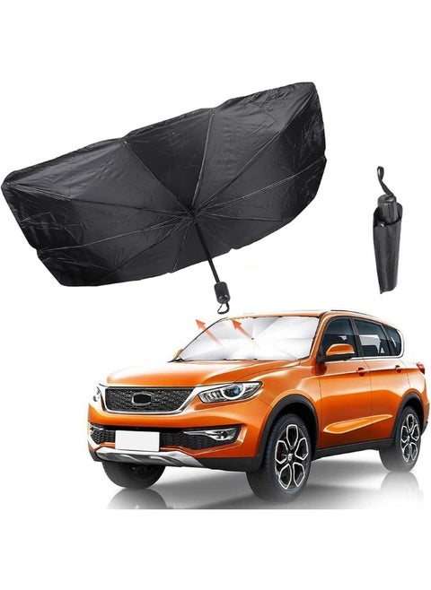 Car Windshield Sun Shade Umbrella Foldable Car Sun Umbrella for Windshield Sun Protection Umbrella Front Sunscreen Visor Block UV Fits Most Vehicle Models 130 - 75