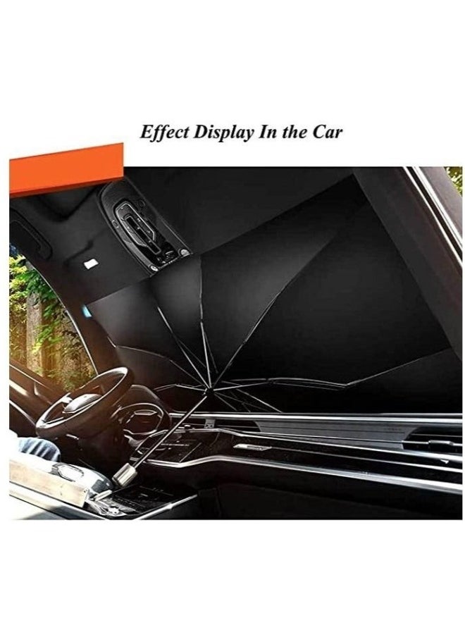 Car Windshield Sun Shade Umbrella Foldable Car Sun Umbrella for Windshield Sun Protection Umbrella Front Sunscreen Visor Block UV Fits Most Vehicle Models 130 - 75