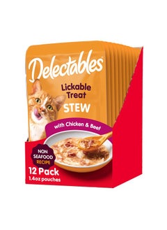 Hartz Hartz Delectables Non-Seafood Stew Lickable Wet Cat Treats, Chicken & Beef, 1.4 Ounce (Pack of 12)  - Image 1