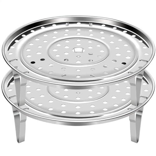 Valajogi 2 Psc Stainless Steel Food & Vegetable Steamer | Round Expandable Steam Plate | Detachable V-Stand | Pressure Cooker & Kadai Compatible Small 20cm- Large 22cm (Combo) - Image 1