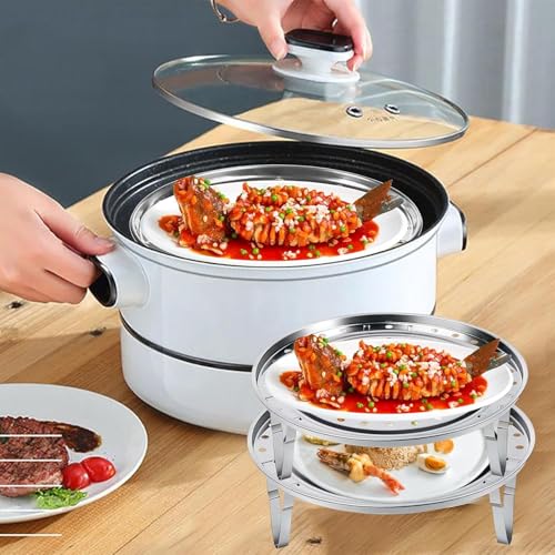 Valajogi 2 Psc Stainless Steel Food & Vegetable Steamer | Round Expandable Steam Plate | Detachable V-Stand | Pressure Cooker & Kadai Compatible Small 20cm- Large 22cm (Combo) - Image 5