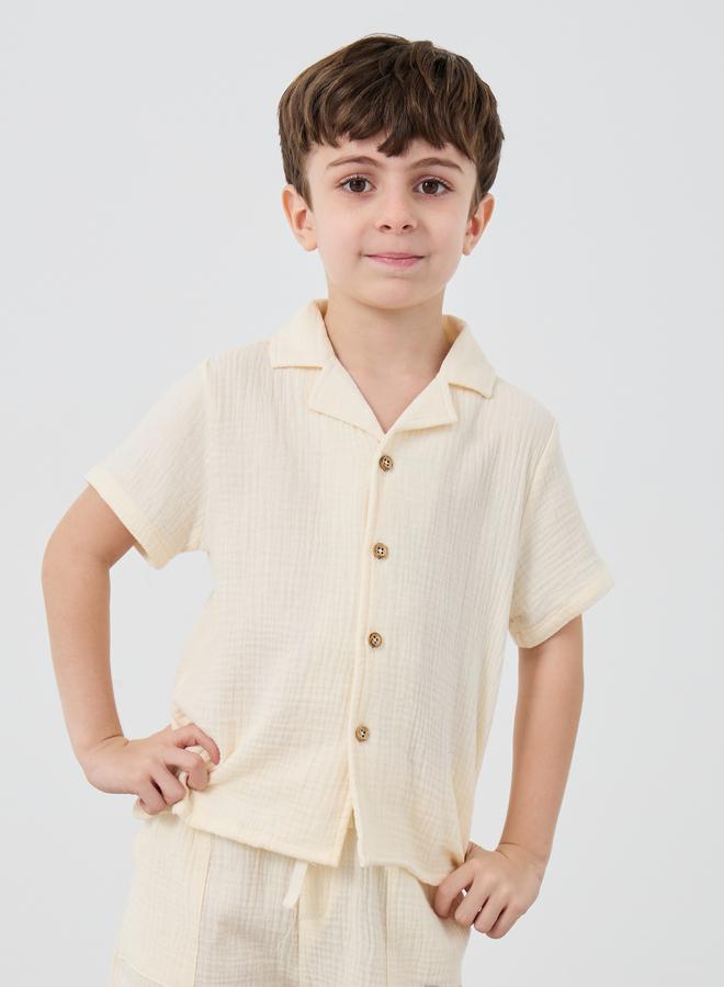 Styli Textured Buttoned Short Sleeve Shirt - Image 1