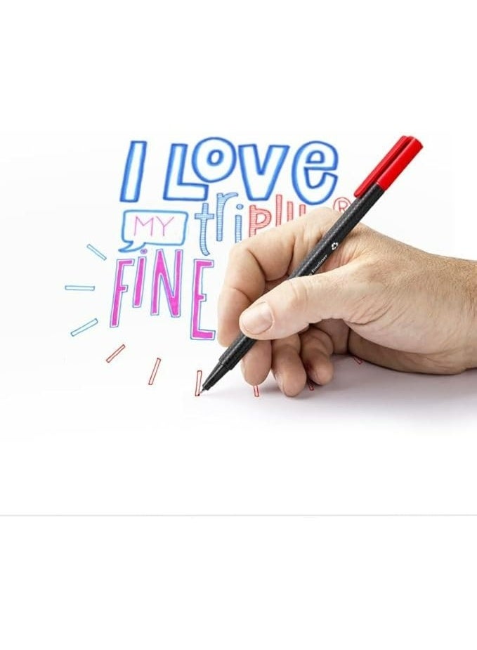 Staedtler Triplus Fineliner Triangular Set of 20 Brilliant Colours - Image 2
