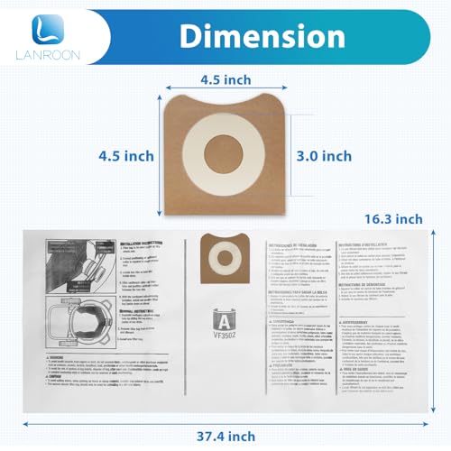 LANROON 20 Pack VF3502 Vacuum Bags Compatible with Ridgid 12-16 Gallon Vacuum WD1950 WD1956 WD1850 WD1851 RV2400HF WD1450 WD1680 WD1270 - Image 3