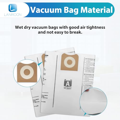LANROON 20 Pack VF3502 Vacuum Bags Compatible with Ridgid 12-16 Gallon Vacuum WD1950 WD1956 WD1850 WD1851 RV2400HF WD1450 WD1680 WD1270 - Image 2