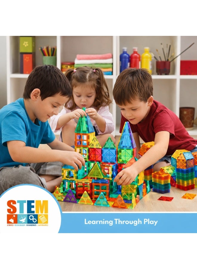 GRAFLO Magnetic Building Tiles - 140 Pcs Set of Vibrant 3D Blocks, Encourages Creative Construction, Promotes Educational Brain Development, Stimulates Imagination, STEM Toy for Kids 3+ Years - Image 4