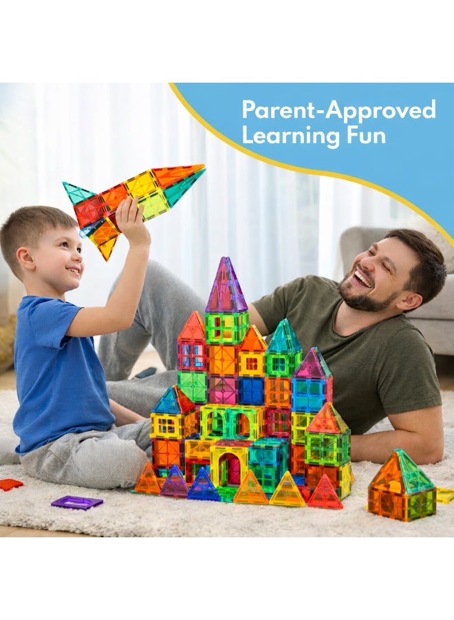 GRAFLO Magnetic Building Tiles - 140 Pcs Set of Vibrant 3D Blocks, Encourages Creative Construction, Promotes Educational Brain Development, Stimulates Imagination, STEM Toy for Kids 3+ Years - Image 5