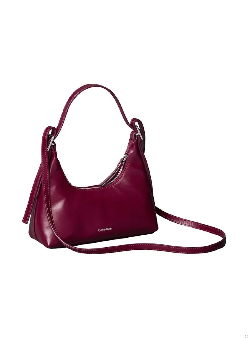 CALVIN KLEIN Monogram Logo Emblem Leather Small Shoulder Bag