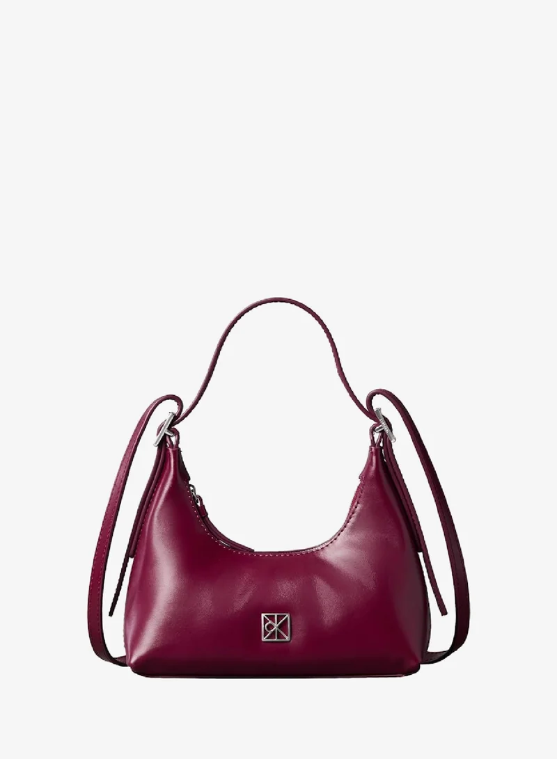 Monogram Logo Emblem Leather Small Shoulder Bag