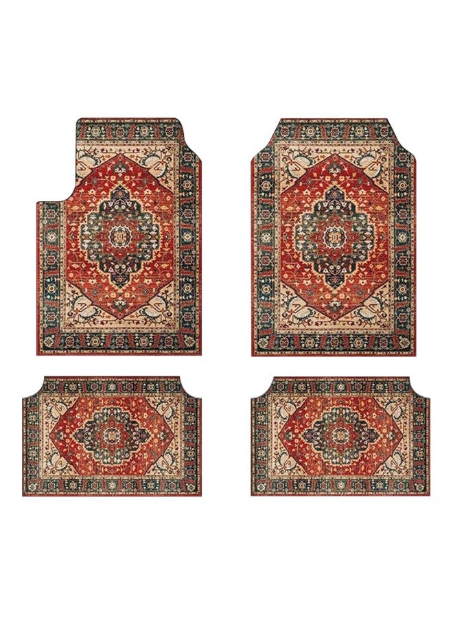 YelaJoy 4PC Set Car Floor Mat, Scratch-Proof Car Interior Protection, Carpet Car Foot Mats, All Weather Protection and Spill Resistant, Vintage Persian Pattern, Compatible with Most Vehicles (Red) - Image 1