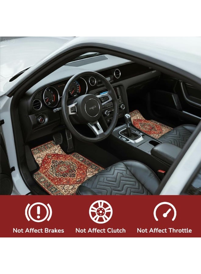 YelaJoy 4PC Set Car Floor Mat, Scratch-Proof Car Interior Protection, Carpet Car Foot Mats, All Weather Protection and Spill Resistant, Vintage Persian Pattern, Compatible with Most Vehicles (Red) - Image 3