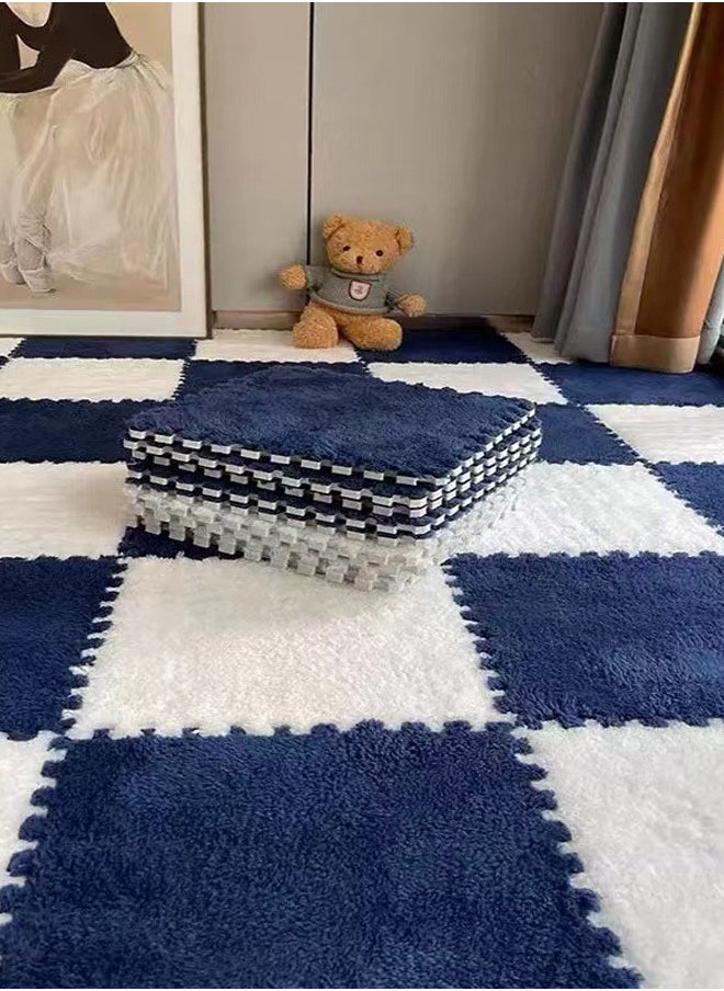 JSAITOYS 10-Piece Plush Splicing Floor Mat Eva Foam Square Custom Carpet Villus Washable Baby Crawling Carpet Tiles  - Image 1