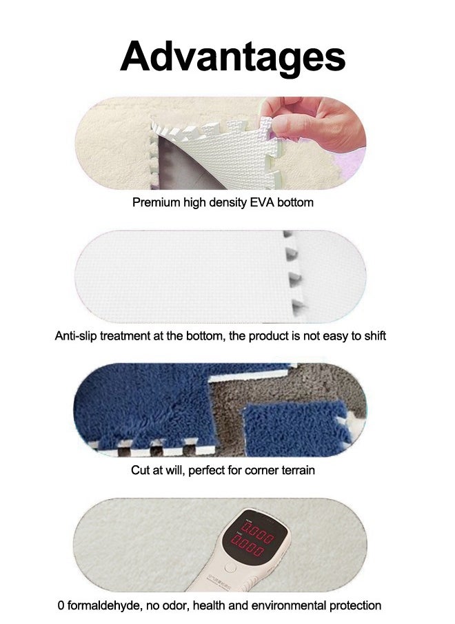 JSAITOYS 10-Piece Plush Splicing Floor Mat Eva Foam Square Custom Carpet Villus Washable Baby Crawling Carpet Tiles  - Image 3