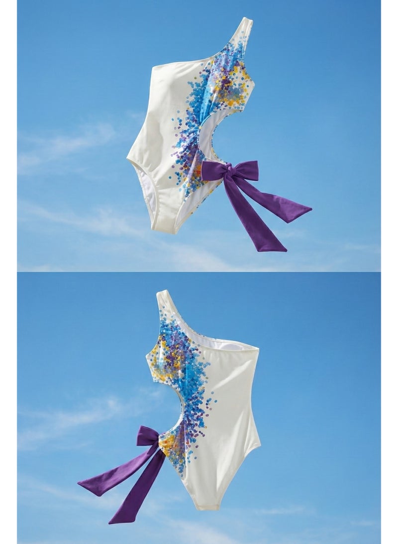 سيتوس بدلة سباحة سيتوس بنقشة أومبريه مرقطة (أبيض/بنفسجي) - Image 3