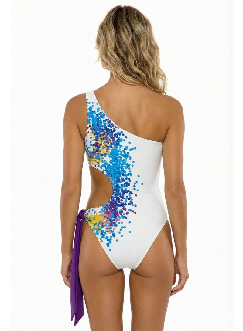 سيتوس بدلة سباحة سيتوس بنقشة أومبريه مرقطة (أبيض/بنفسجي) - Image 2