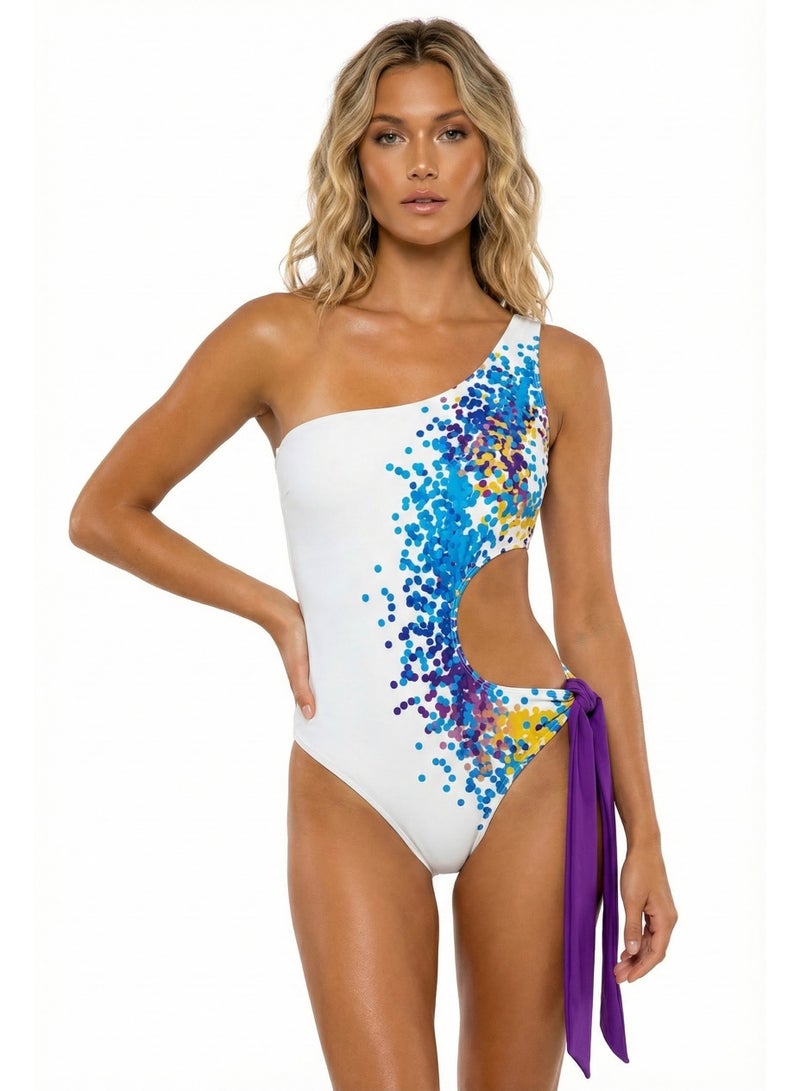 سيتوس بدلة سباحة سيتوس بنقشة أومبريه مرقطة (أبيض/بنفسجي) - Image 1