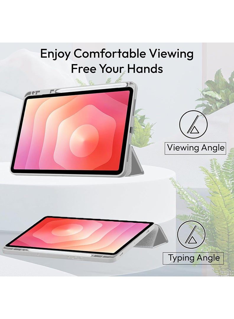 Theodor Case Compatible with Samsung Galaxy Tab S11 2025 11 Inch, Smart Case with Pencil Holder, Slim Trifold Stand Case with Soft TPU Back, Auto Sleep/Wake Cover- Grey - Image 5