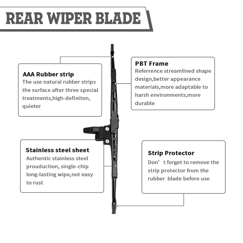 HODEE (Pack of 2) Rear Wiper Blade Replacement for Toyota 4Runner 3rd gen 1996-2002,Rear Window Accessories, Back Windshield Assembly OE:85242-35010 - Image 5