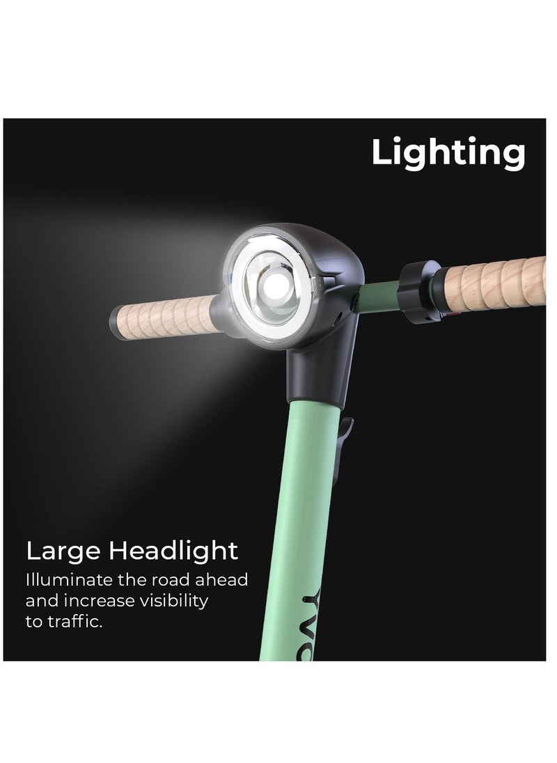 Yvolution YES Electric Scooter, Kick Scooter with 350W Motor and LED Display, Max Speed  25 kmh, 8.5" Solid Tires, 3 Speed Modes and Dual Braking, Folding Commuter  Electric Scooter - Green