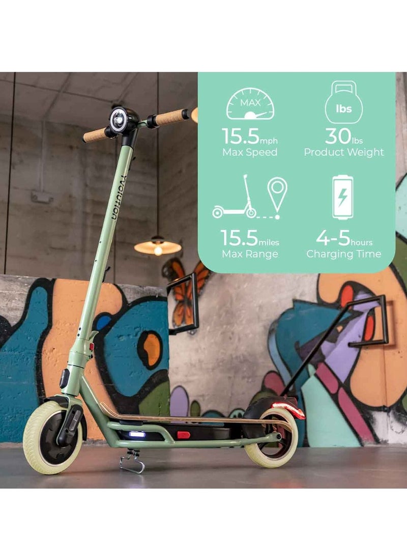Yvolution YES Electric Scooter, Kick Scooter with 350W Motor and LED Display, Max Speed  25 kmh, 8.5" Solid Tires, 3 Speed Modes and Dual Braking, Folding Commuter  Electric Scooter - Green