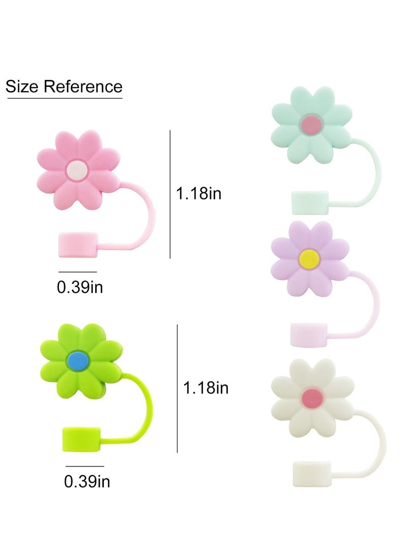 Y&D Stainless Steel Vacuum Insulated Tumbler With 5 Piece Silicone Straw Covers Cap 10Mm Cute Flower Toppers For Tumblers Lid And Water Iced Tea Or Coffee (40Oz) - Image 5