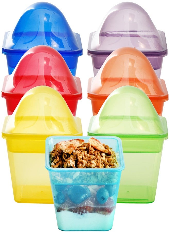 Youngever 7 Sets Plastic Parfait Cups, Reusable Dessert Cups with Lids and Inserts, Spill and Leak Proof (Small 4 Ounce) - Image 1