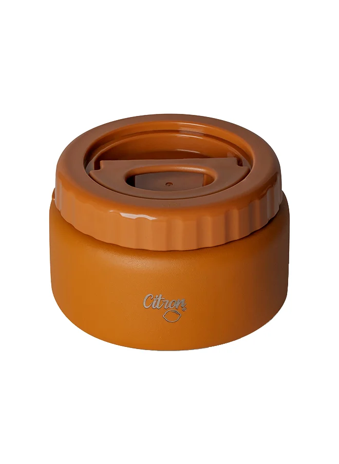 Citron Vacuum Insulated Food Jar For Kids And Adults, Bpa Free Food Thermos, Travel Hot Food Container - 250 Ml Caramel