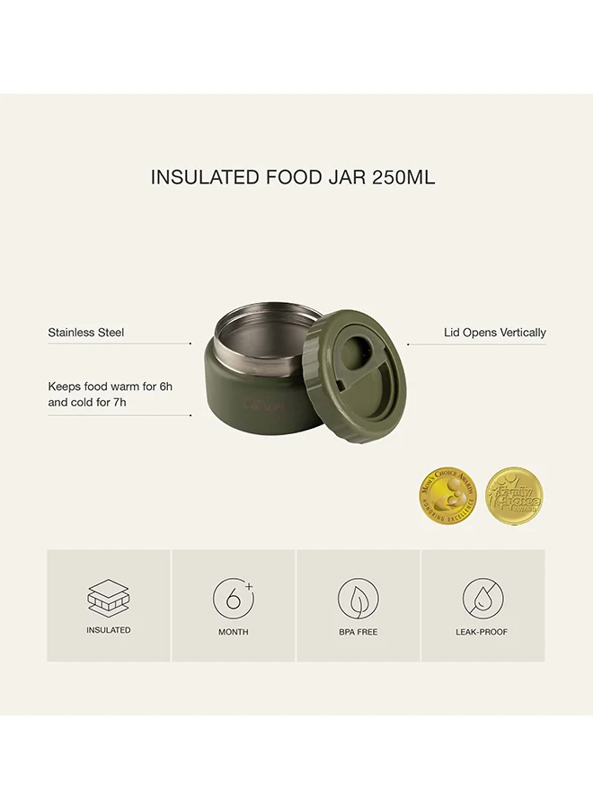 Citron Vacuum Insulated Food Jar For Kids And Adults, Bpa Free Food Thermos, Travel Hot Food Container - 250 Ml Caramel