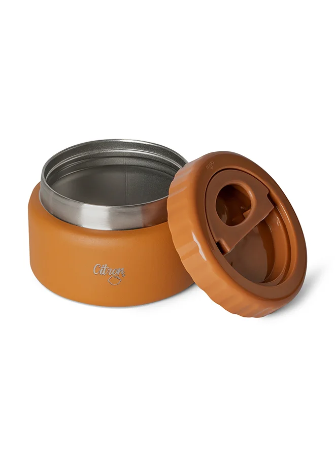 Citron Vacuum Insulated Food Jar For Kids And Adults, Bpa Free Food Thermos, Travel Hot Food Container - 250 Ml Caramel