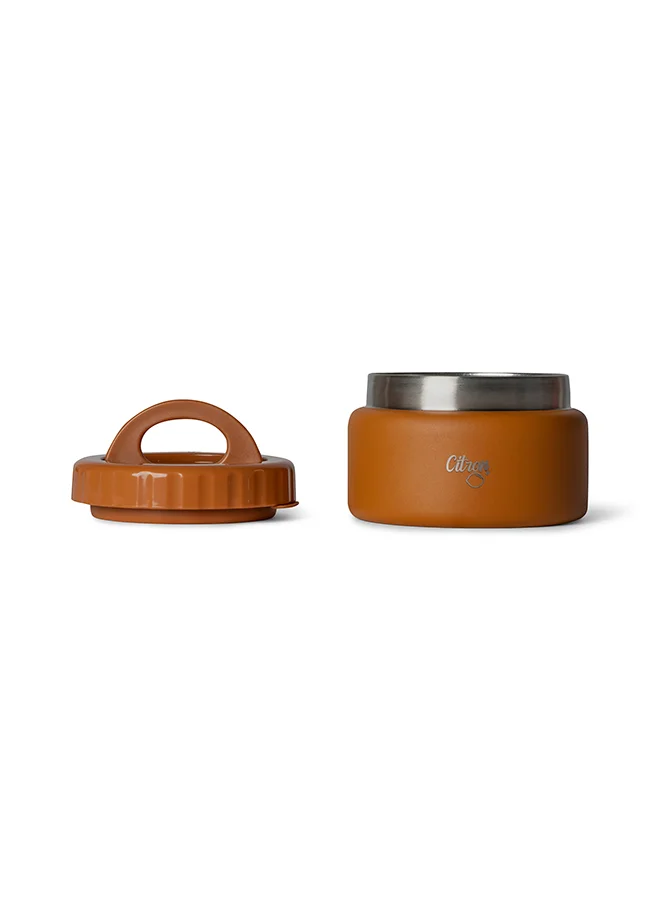Citron Vacuum Insulated Food Jar For Kids And Adults, Bpa Free Food Thermos, Travel Hot Food Container - 250 Ml Caramel