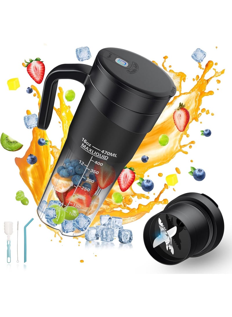 BlueFire Portable Blender, 470ML USB-C Rechargeable Personal Blender for Smoothies & Shakes, 20,000 RPM 6-Blade Power, 4000mAh Battery, BPA-Free Travel & Gym Mini Blender, Ice Crusher for Frozen Fruits - Image 1
