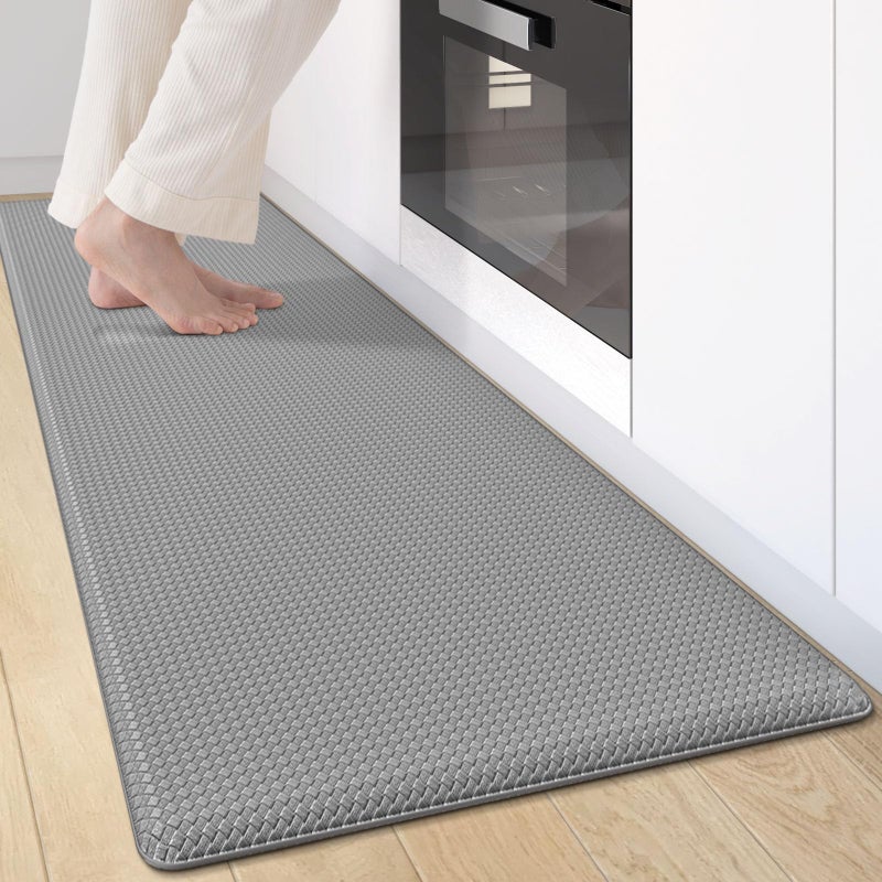 Oakeep Kitchen Mats for Floor Cushioned Anti Fatigue Runner Rug Waterproof Memory Foam Padded for Standing 17x59 Grey
