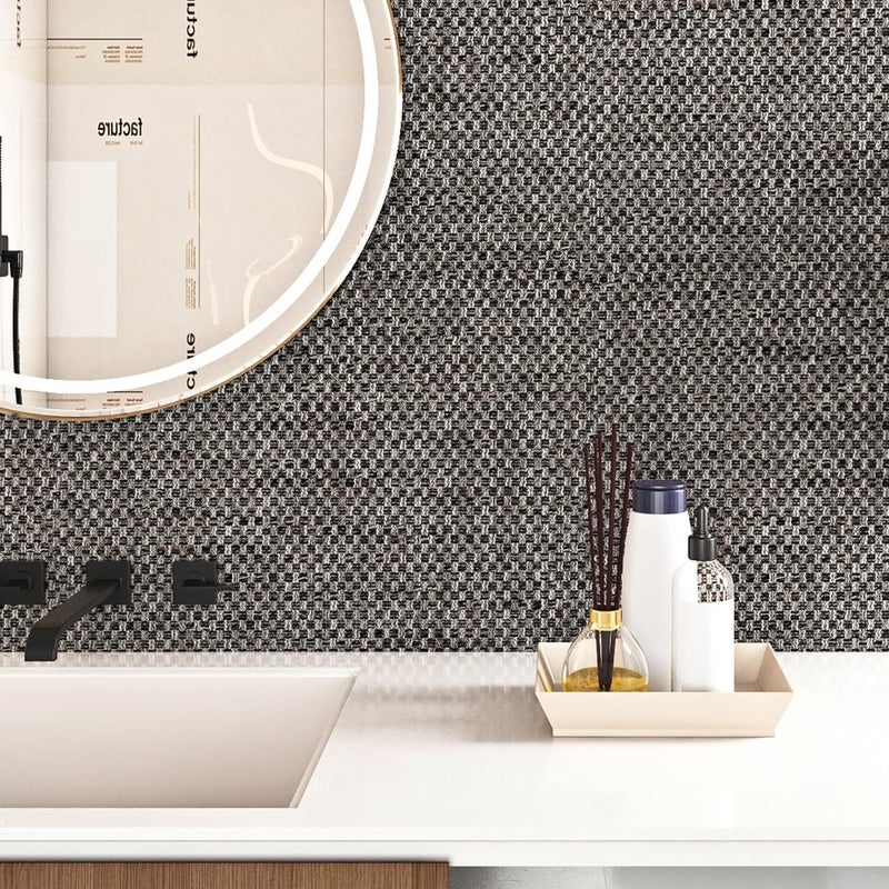 ReWallpaper Dark Gray Peel and Stick Wallpaper Modern Grasscloth Wallpaper for Bathroom Walls Bedroom 17.5inÃ—10ft Waterproof Self Adhesive Grey Faux Fabric Removable Contact Paper Renters Friendly - Image 1