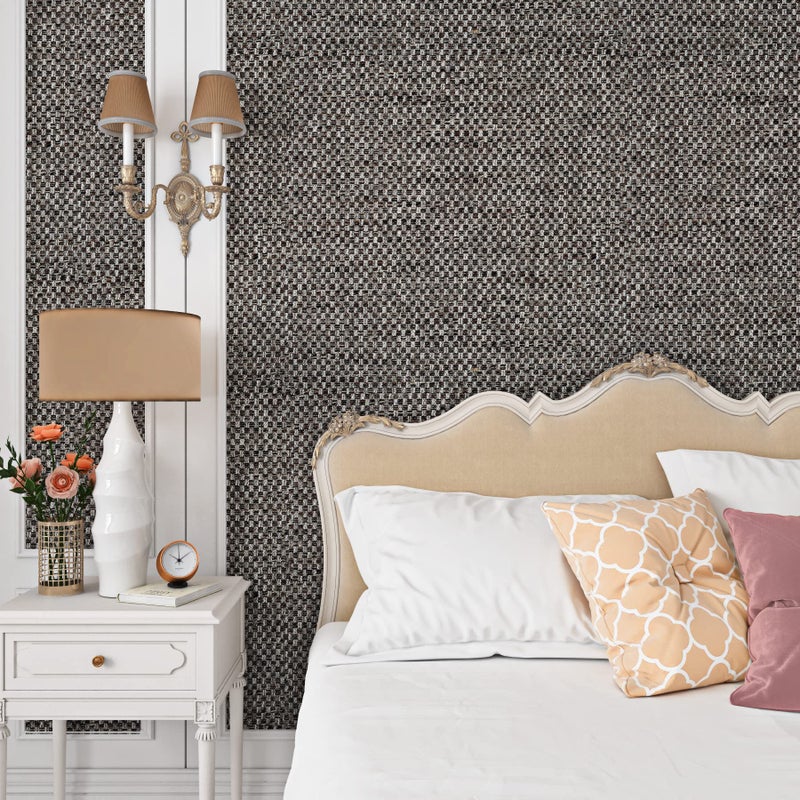 ReWallpaper Dark Gray Peel and Stick Wallpaper Modern Grasscloth Wallpaper for Bathroom Walls Bedroom 17.5inÃ—10ft Waterproof Self Adhesive Grey Faux Fabric Removable Contact Paper Renters Friendly - Image 2