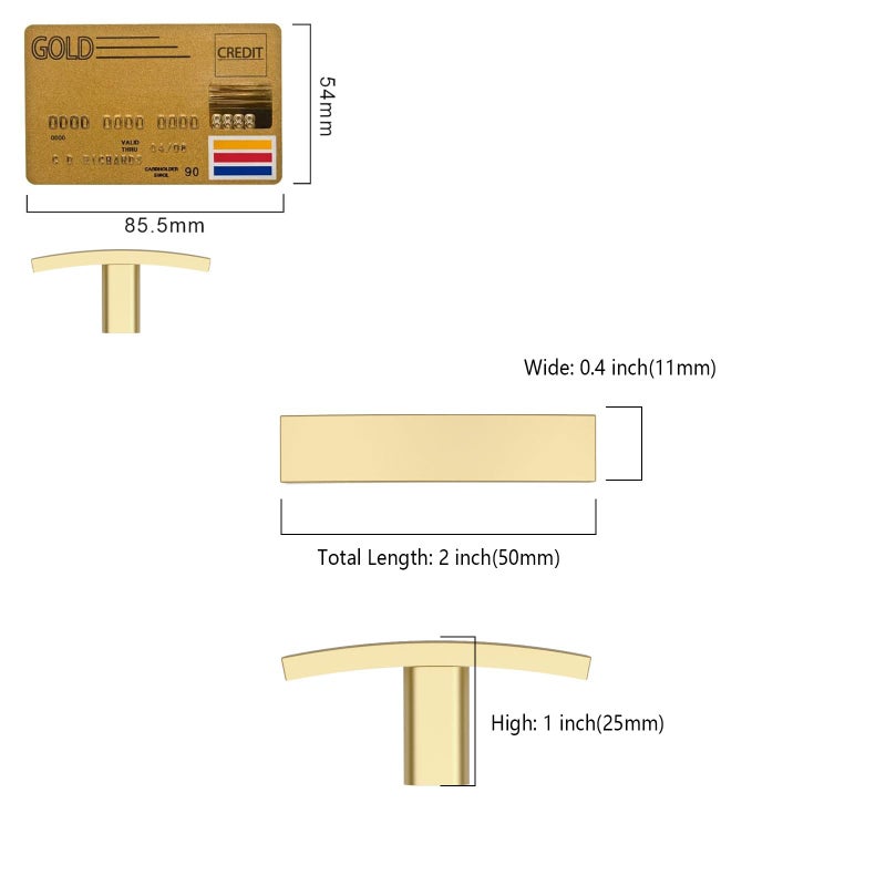 Amerdeco 10 Pack Brushed Gold Cabinet Knobs Single Hole Cabinet Handles 2 Inch Solid Zinc Alloy Cupboard Drawer Knobs Kitchen Cabinet Knobs T Bar Hardware ZH0003 - Image 5