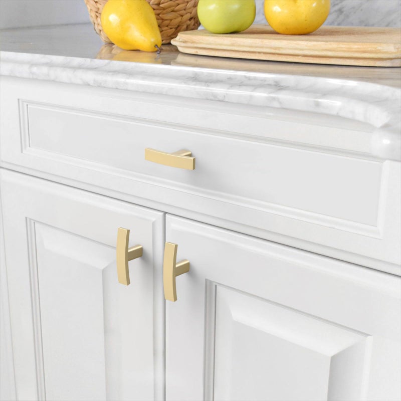 Amerdeco 10 Pack Brushed Gold Cabinet Knobs Single Hole Cabinet Handles 2 Inch Solid Zinc Alloy Cupboard Drawer Knobs Kitchen Cabinet Knobs T Bar Hardware ZH0003 - Image 3